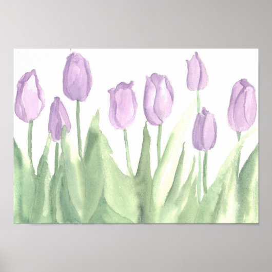 Waterverf lavender Tulip Flower Garden Spring Poster (Voorkant)