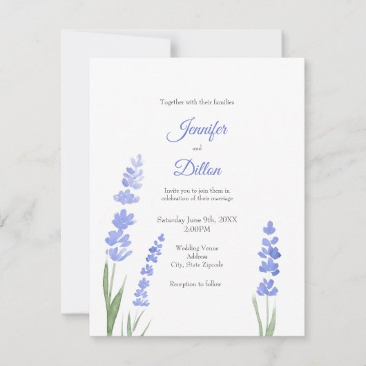 Waterverf Lavender Uitnodiging (Voorkant)