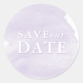 Waterverf Lavender Was onze datum opslaan Ronde Sticker