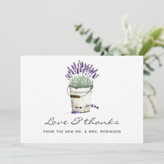 Waterverf Lavender Wedding Bedankkaart (Staand voorkant)