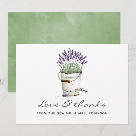 Waterverf Lavender Wedding Bedankkaart (Voorkant / Achterkant)
