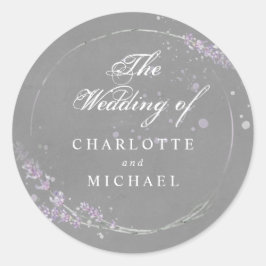 Waterverf Lavender Wedding Envelope Seal Ronde Sticker