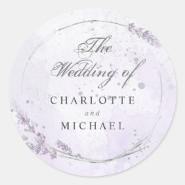 Waterverf Lavender Wedding Envelope Seal Ronde Sticker