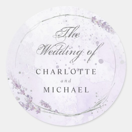 Waterverf Lavender Wedding Envelope Seal Ronde Sticker (Voorkant)