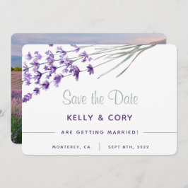Waterverf Lavender Wedding Save the Date Kaarten