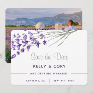 Waterverf Lavender Wedding Save the Date Kaarten