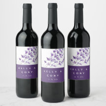 Waterverf Lavender Wedding Wine Labels