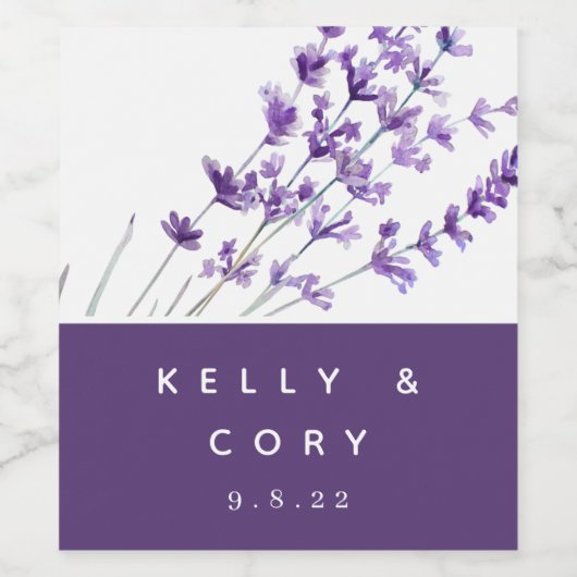 Waterverf Lavender Wedding Wine Labels Wijn Etiket (Enkel label)