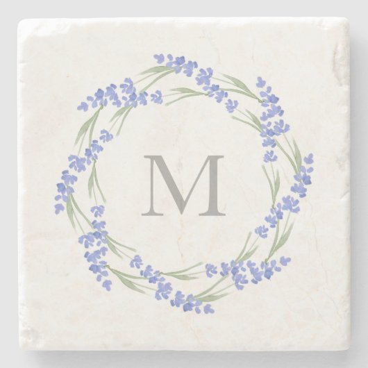 Waterverf Lavender Wreath Stenen Onderzetter (Voorkant)