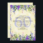 Waterverf Lavender Yellow 60th Birthday Party Kaart<br><div class="desc">Waterverf lavender floral op yellow 60th verjaardagsfeest uitnodiging .</div>