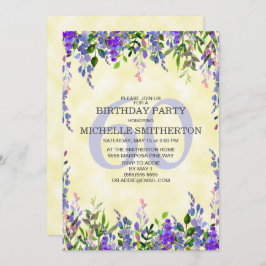 Waterverf Lavender Yellow 60th Birthday Party Kaart