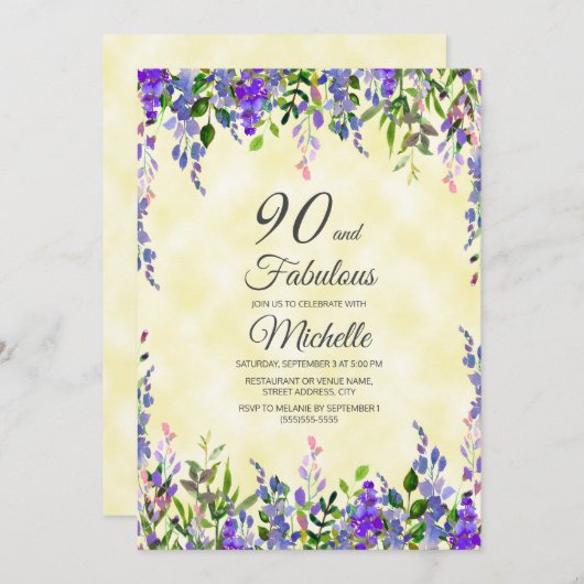 Waterverf Lavender Yellow 90 & Fabulous Birthday Kaart (Voorkant / Achterkant)