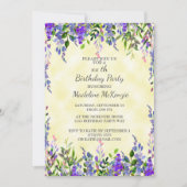Waterverf Lavender Yellow Birthday Party nodigt ui Kaart (Voorkant)