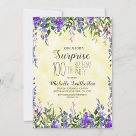 Waterverf Lavender Yellow Surprise 100th Birthday Kaart
