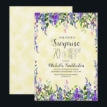Waterverf lavender Yellow Surprise 70th Birthday Kaart<br><div class="desc">Waterverf lavender floral on yellow Surprise 70th verjaardagsfeest. Neem contact met ons op voor hulp bij aanpassingen of voor het aanvragen van overeenkomende of coördinerende producten.</div>