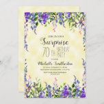 Waterverf lavender Yellow Surprise 70th Birthday Kaart<br><div class="desc">Waterverf lavender floral on yellow Surprise 70th verjaardagsfeest. Neem contact met ons op voor hulp bij aanpassingen of voor het aanvragen van overeenkomende of coördinerende producten.</div>