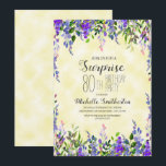 Waterverf lavender Yellow Surprise 80th Birthday Kaart<br><div class="desc">Waterverf lavender floral on yellow Surprise 80th verjaardagsfeest. Neem contact met ons op voor hulp bij aanpassingen of voor het aanvragen van overeenkomende of coördinerende producten.</div>