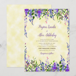 Waterverf Lavender Yellow Wedding Kaart
