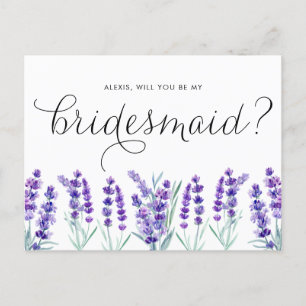 Waterverf Lavender zal je mijn Bridesmaid zijn Uitnodiging Briefkaart