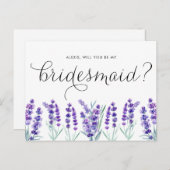 Waterverf Lavender zal je mijn Bridesmaid zijn Uitnodiging Briefkaart (Voorkant / Achterkant)