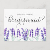 Waterverf Lavender zal je mijn Bridesmaid zijn Uitnodiging Briefkaart (Voorkant)