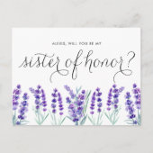 Waterverf Lavender zal je mijn zuster van eer zijn Uitnodiging Briefkaart (Voorkant)