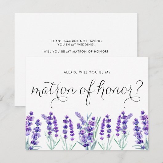 Waterverf Lavender zal jij mijn tactiek zijn Uitnodiging Briefkaart (Voorkant / Achterkant)