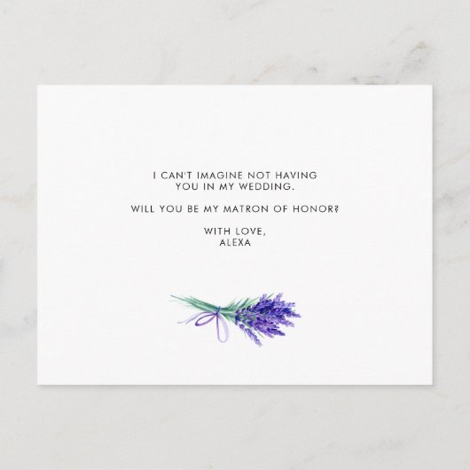 Waterverf Lavender zal jij mijn tactiek zijn Uitnodiging Briefkaart (Achterkant)