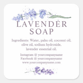 Waterverf lavender-zeepventiel vierkante sticker