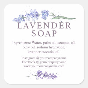 Waterverf lavender-zeepventiel vierkante sticker
