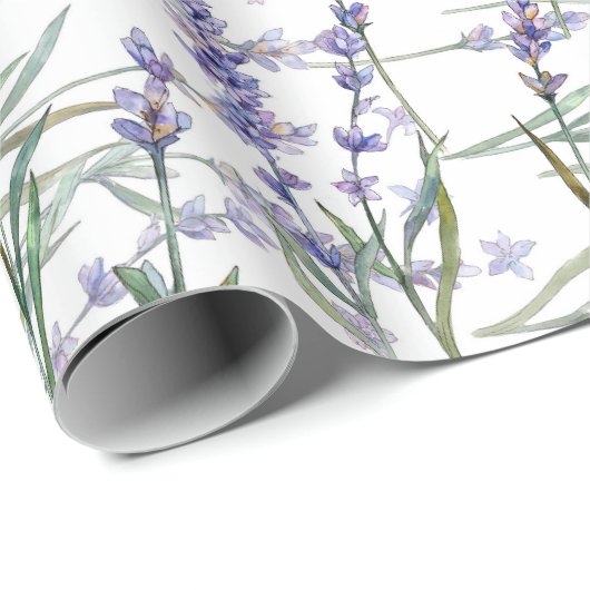 Waterverf lavenderventiel Plant Art Blue Lila Cadeaupapier (Rol Hoek)