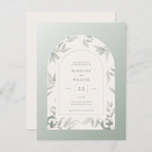 Waterverf Leaf Arch Briefkaart (Voorkant / Achterkant)