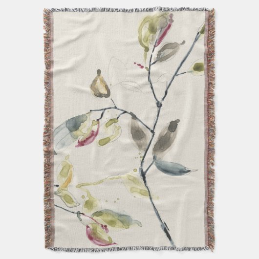 Waterverf Leaf Branch Deken (Voorkant Verticaal)