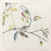 Waterverf Leaf Branch Glazen Onderzetter (Voorkant)