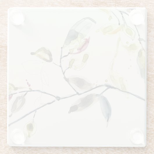 Waterverf Leaf Branch Glazen Onderzetter (Achterkant)