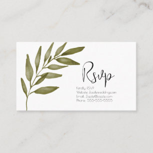 Waterverf Leaf Branch Green RSVP Wedding Visitekaartje