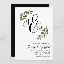 Waterverf Leaf Branch Greenery Garden Wedding Kaart