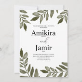 Waterverf Leaf Branch Greenery Simple Wedding Kaart (Voorkant)
