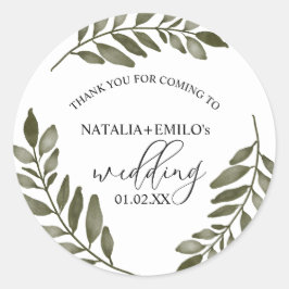 Waterverf Leaf Branch Greenery Wedding Boda Ronde Sticker
