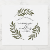 Waterverf Leaf Branch Greenery Wedding Boda Sparkling Wijnetiket (Enkel label)