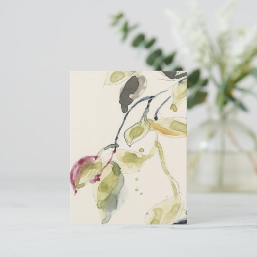 Waterverf Leaf Branch Triptych Briefkaart (Staand voorkant)