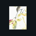 Waterverf Leaf Branch Triptych Canvas Afdruk<br><div class="desc">Leaf Branch Triptych I van Jennifer Goldberger. Waterverf druppeltjes in goudgele,  groene en roodroze creëer zachte bladeren op donkergrijze en zwarte takken.</div>