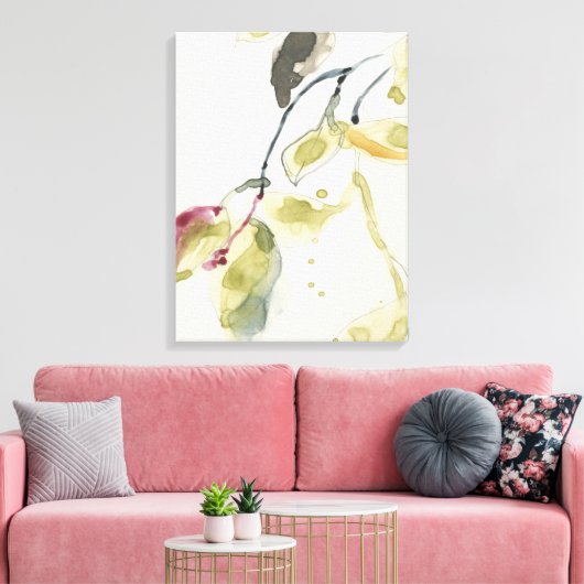 Waterverf Leaf Branch Triptych Canvas Afdruk (Insitu (Woonkamer))