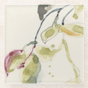 Waterverf Leaf Branch Triptych Glazen Onderzetter