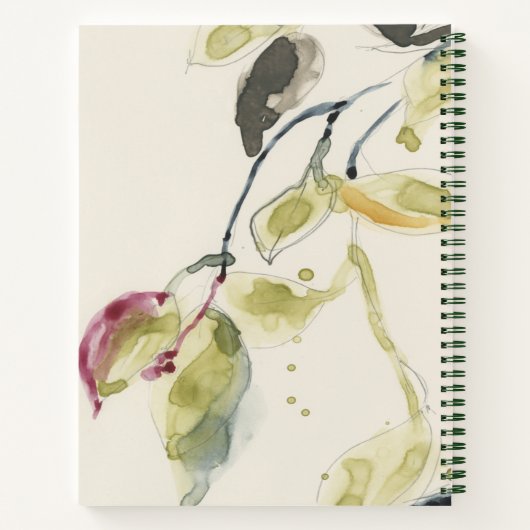 Waterverf Leaf Branch Triptych Notitieboek (Achterkant)