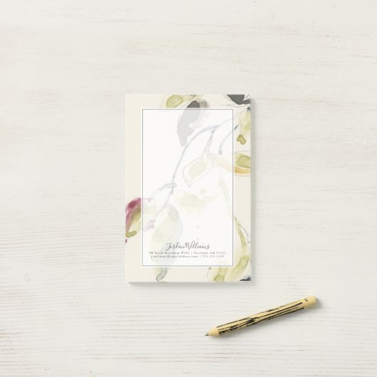 Waterverf Leaf Branch Triptych Post-it® Notes (Op bureau)