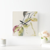 Waterverf Leaf Branch Triptych Vierkante Klok (Huis)