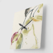 Waterverf Leaf Branch Triptych Vierkante Klok (Hoek)