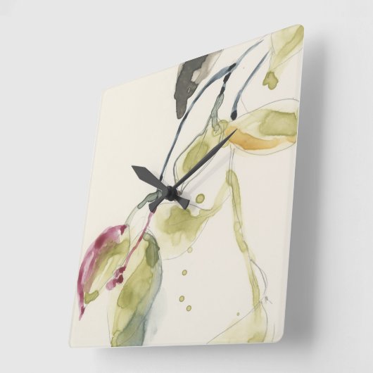Waterverf Leaf Branch Triptych Vierkante Klok (Hoek)