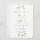 Waterverf Leaf Engagement Party Uitnodiging (Voorkant)